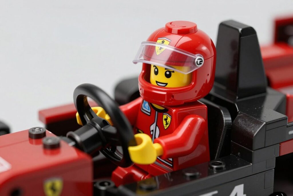 LEGO Ferrari SF-24 minifigurina pilot în cockpit