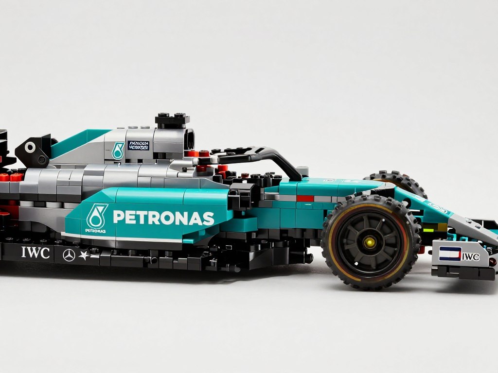 LEGO Mercedes F1 livery turcoaz și argintiu cu sponsori