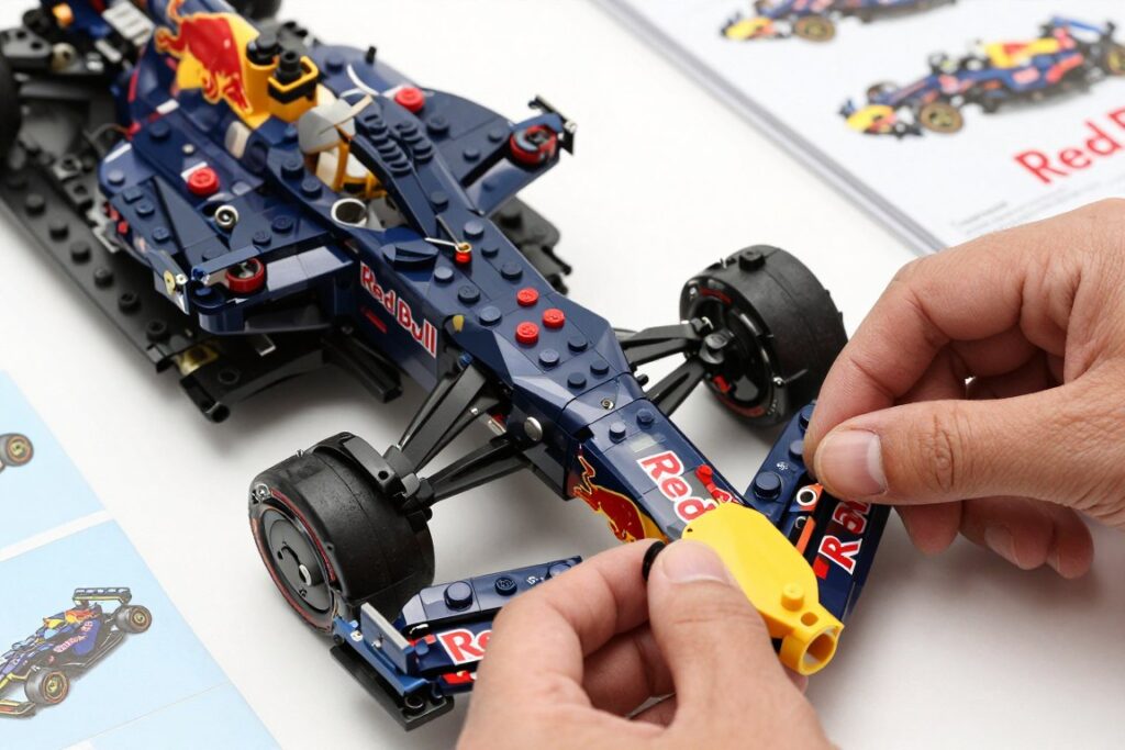 LEGO Red Bull RB20 asamblare aripi aerodinamice