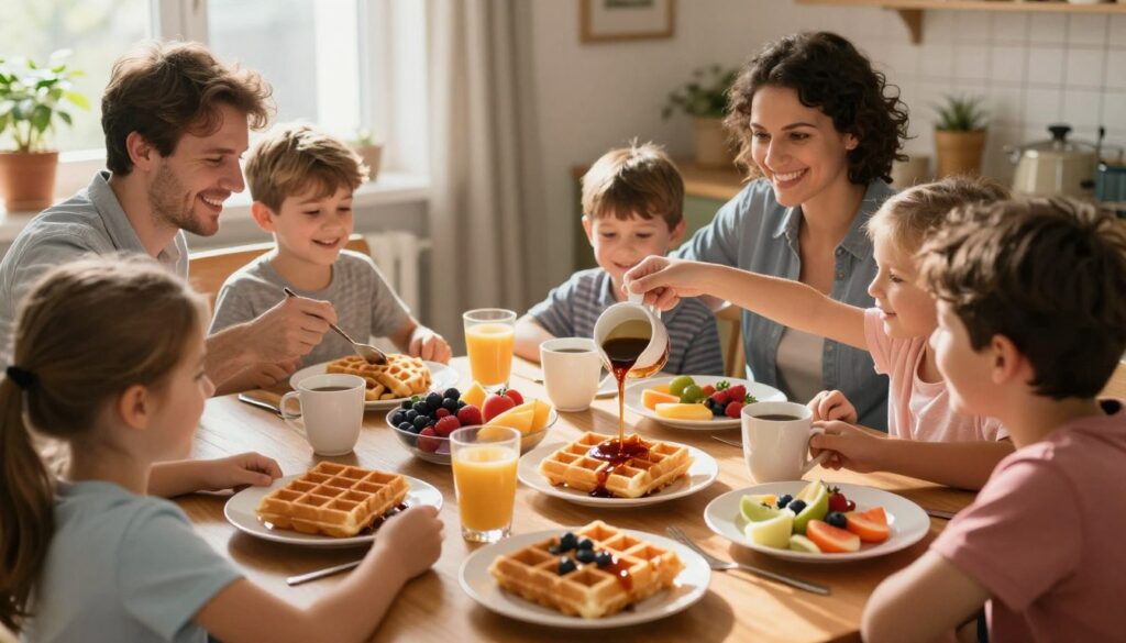 Moment perfect de mic dejun cu vafe delicioase