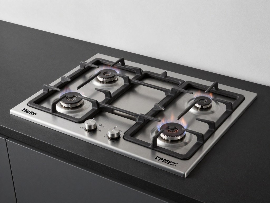 Plita pe gaz incorporabila Beko HIAW64225SB cu arzator wok si gratar fonta