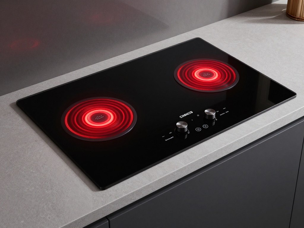 Plita vitroceramica Candy CH64CCB cu 4 zone de gatit si control touch