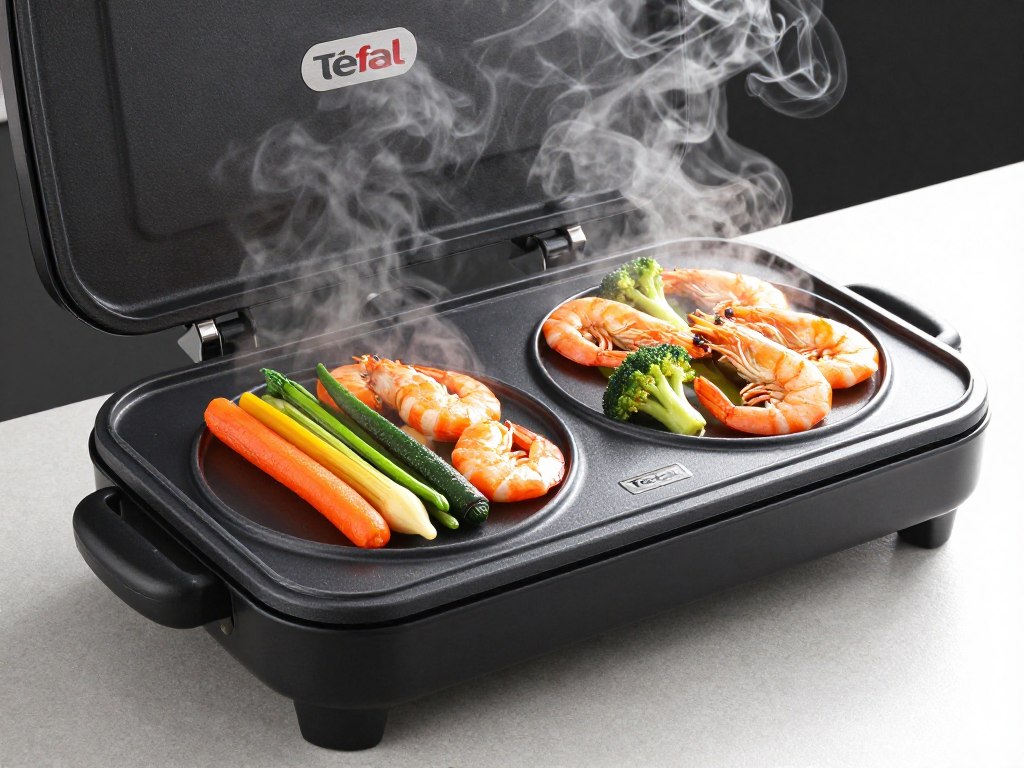 Preparare legume și fructe de mare pe suprafața plancha Tefal CB6A0830