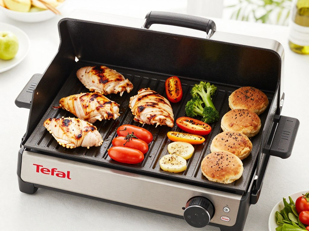 Preparare simultană pe grătarul XL Tefal OptiGrill+ pentru întreaga familie