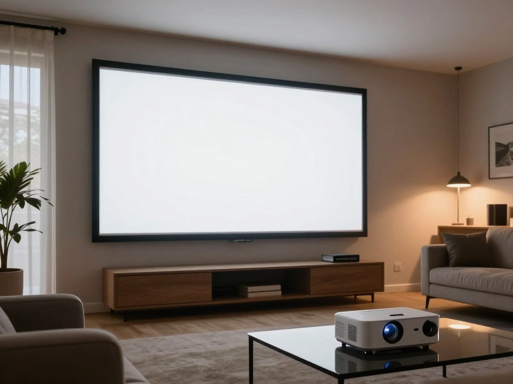 Proiector home cinema functionand in living cu lumina ambientala