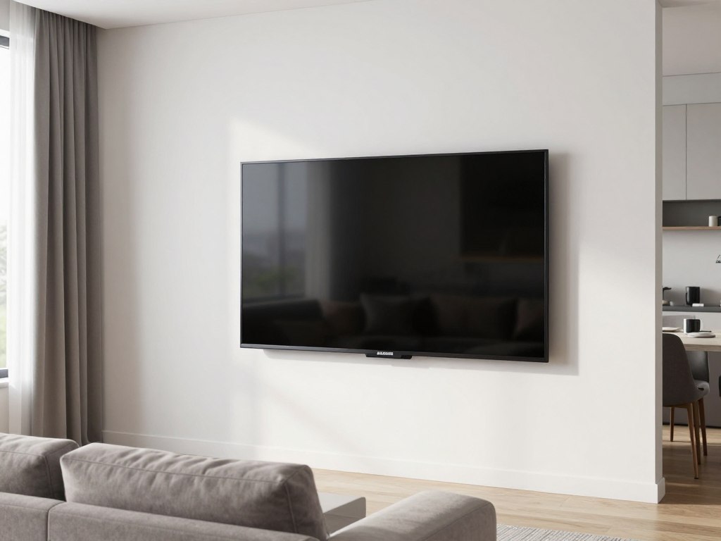 Samsung 43T5372 televizor Full HD montat pe perete în apartament modern românesc