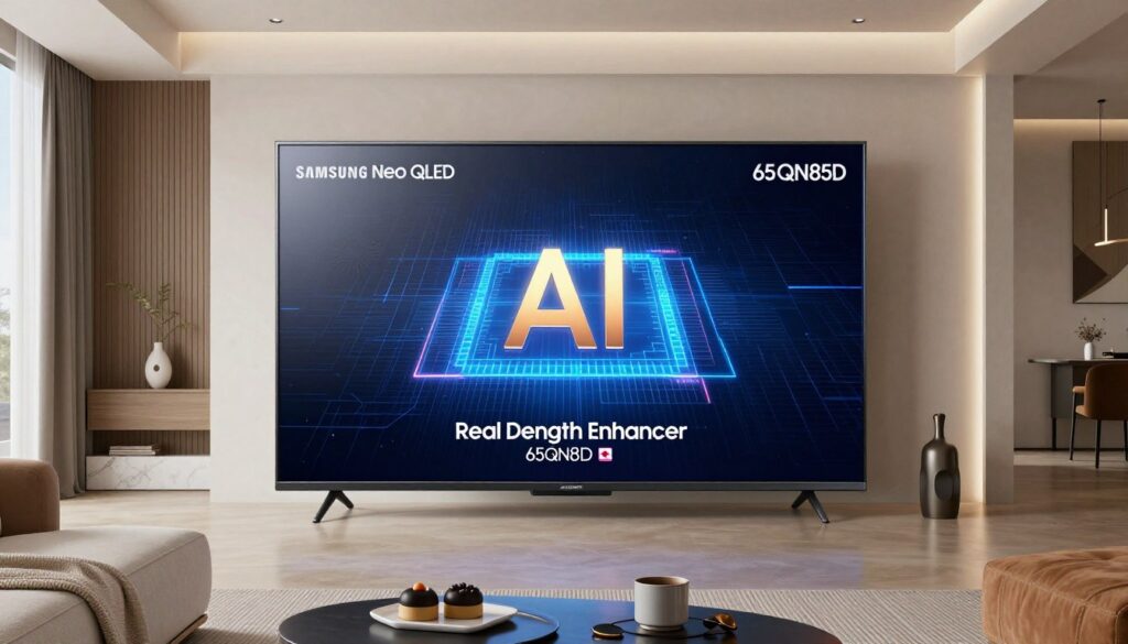Samsung Neo QLED 65QN85D cu procesor 4K AI în living premium