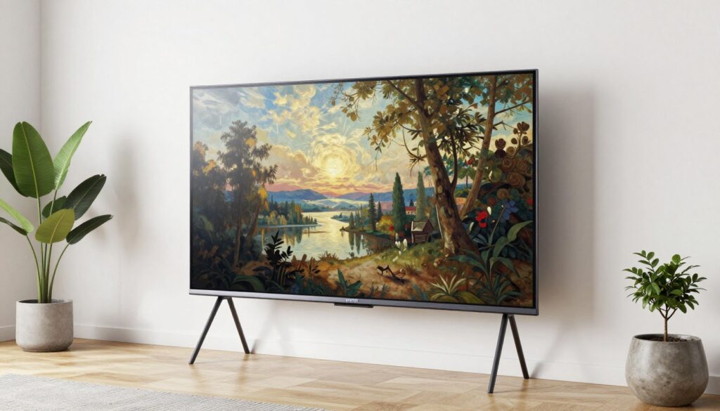 Samsung The Frame televizor artă cu rame detașabile în apartament modern