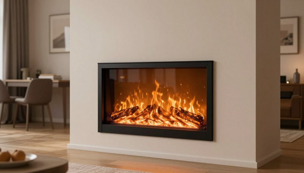 Semineu electric modern intr-un apartament romanesc cu design contemporan