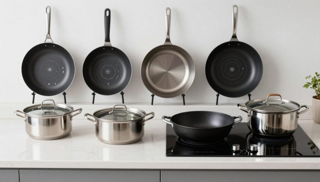 Set de vase compatibile cu plite cu inductie pe blat de bucatarie