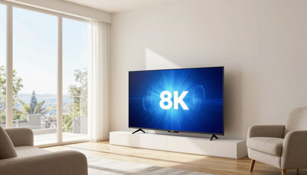 TCL 8K Mini LED TV in bright sunny apartment with large windows