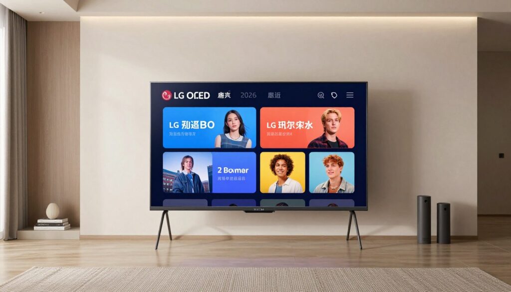 Televizor LG OLED 2026 într-un living modern Televizor LG OLED 2026 într-un living modern