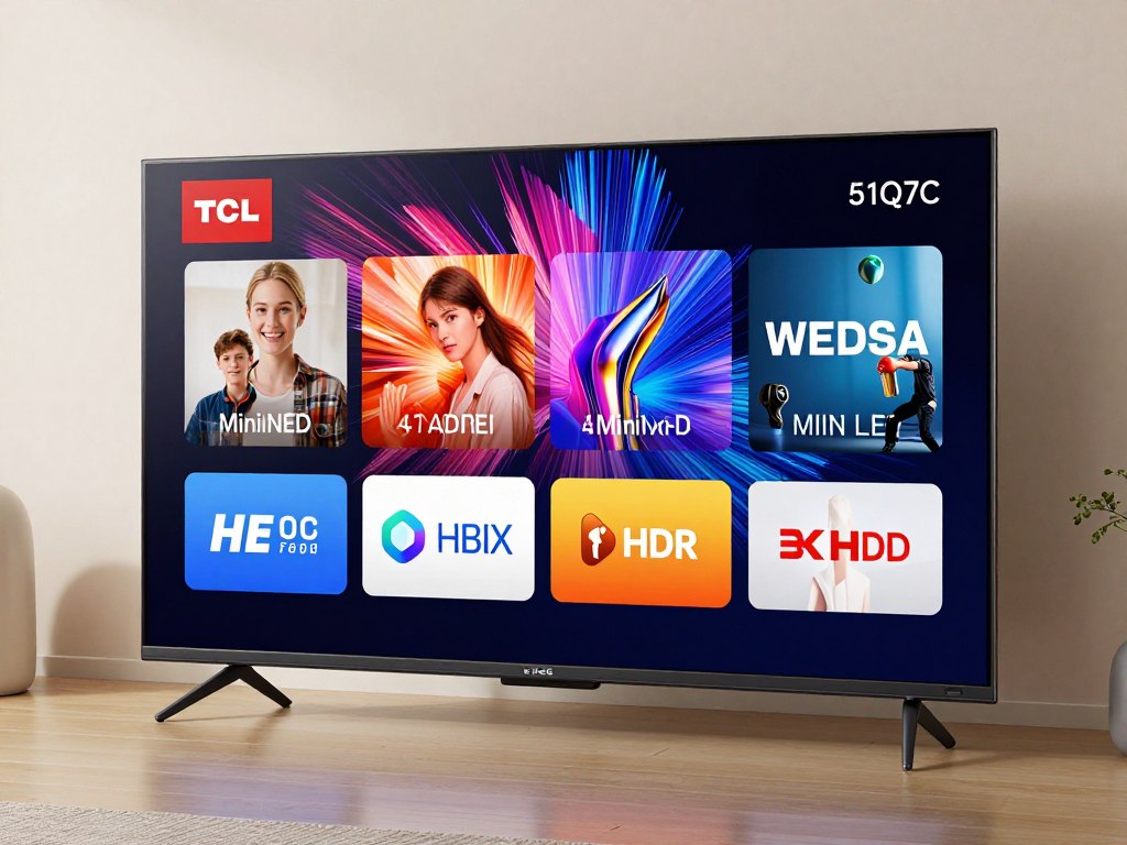 Televizor TCL 55Q6C afișând conținut 4K HDR