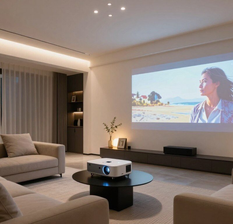 Top 7 proiectoare home-cinema pentru apartamente setup modern in living