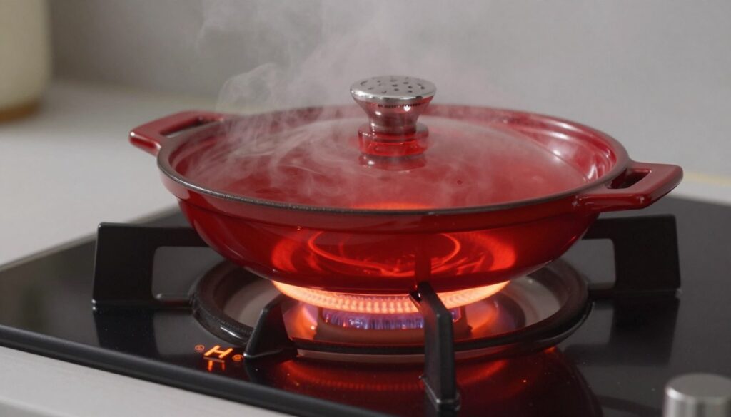 Zona de gatit a plitei vitroceramice Samus cu indicator caldura activat