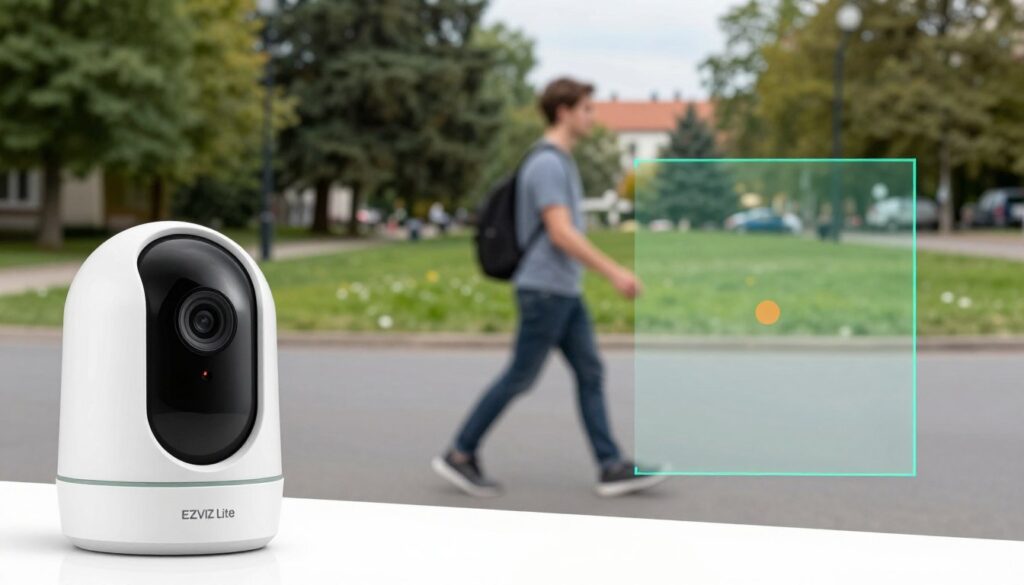 demonstratie tracking automat EZVIZ C8C urmand o persoana in miscare