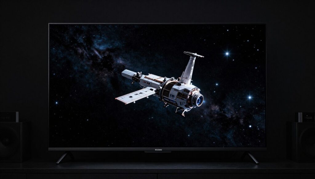 Contrast ratio demonstration showing deep blacks and bright highlights