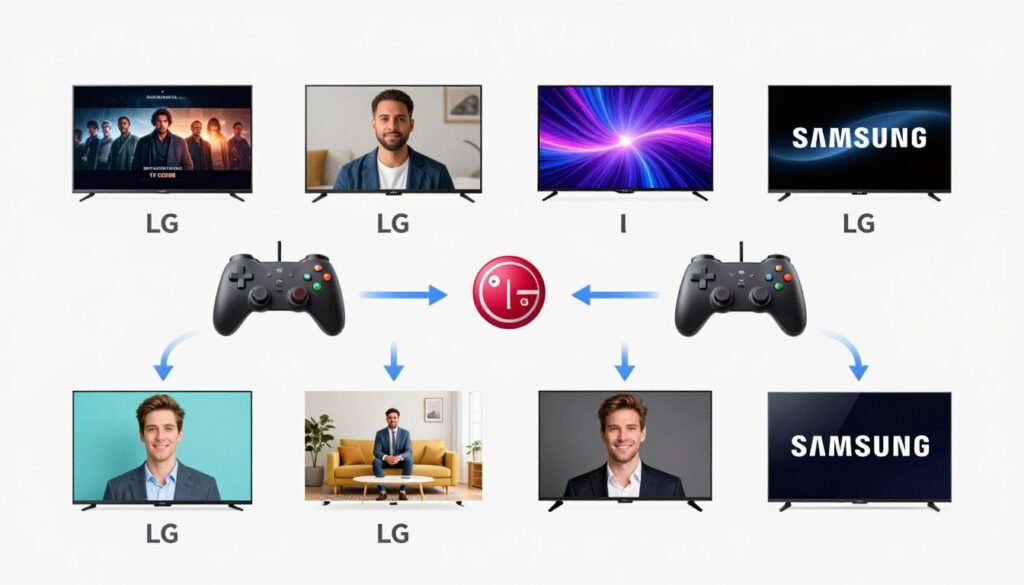 Decision tree infographic showing which TV brand suits different user types