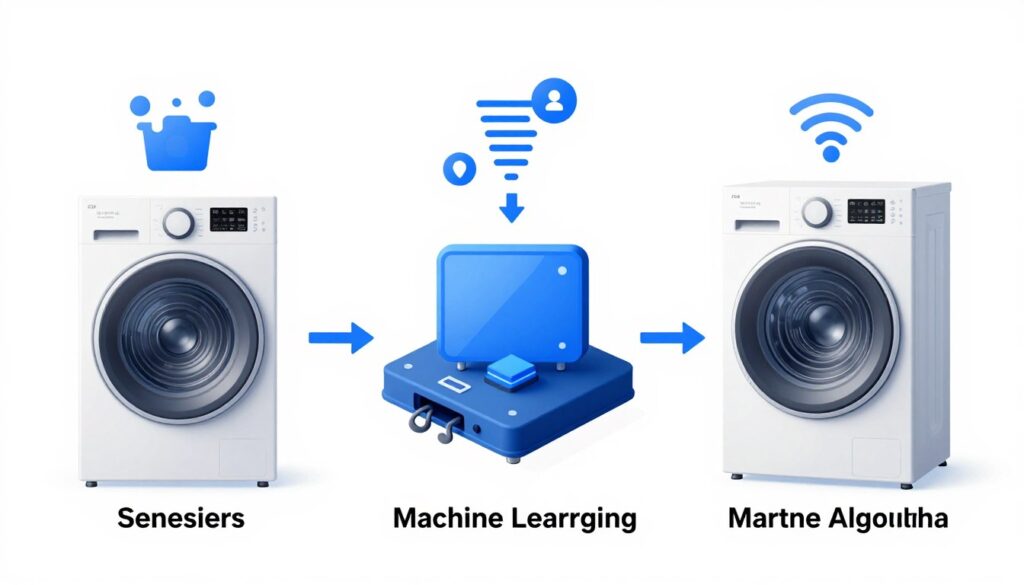 Diagrama componentelor AI în electrocasnice cu senzori și procesare