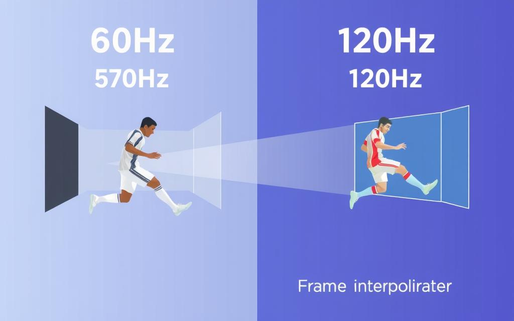 Diagrama explicativa rata refresh 60Hz vs 120Hz pentru sport Diagrama explicativa rata refresh 60Hz vs 120Hz pentru sport