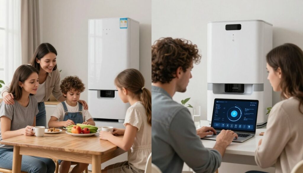 Familii românești folosind electrocasnice AI în situații reale