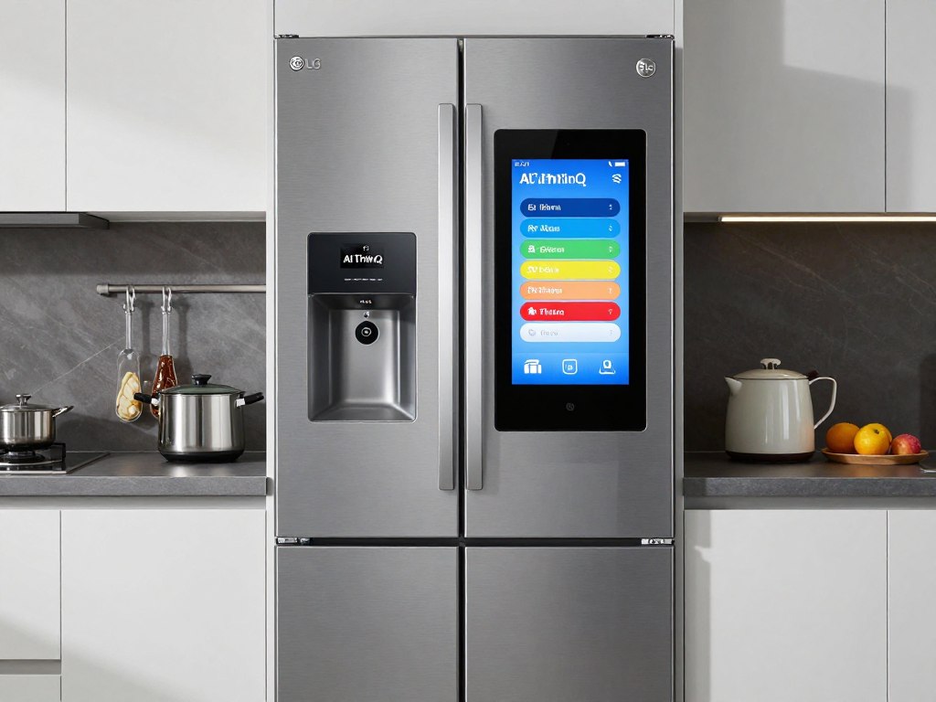Frigider LG cu AI ThinQ fără ecran touch în bucătărie
