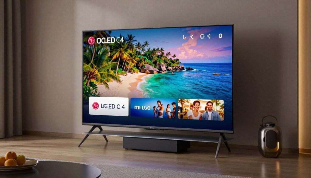 LG OLED C4 TV displaying high-quality content in modern living room