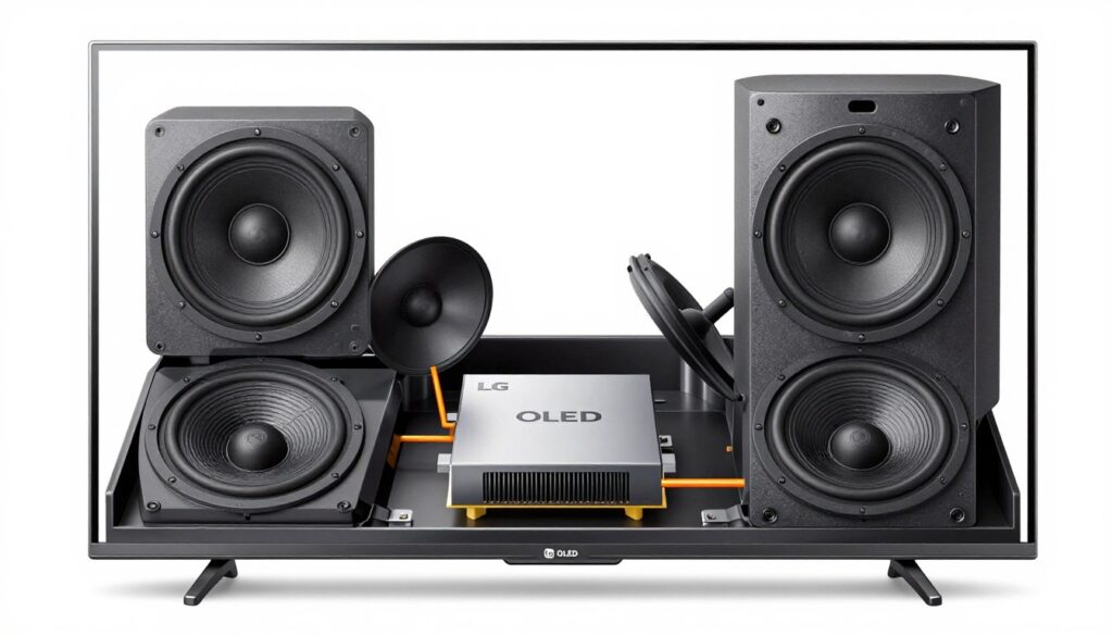 LG OLED TV speaker configuration diagram showing driver placement
