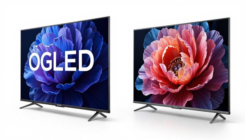 LG OLED and Samsung QLED TVs side by side showing design comparison