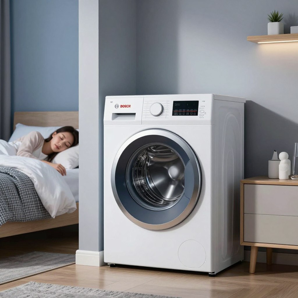 Mașină Bosch silențioasă în apartament bloc noaptea Mașină Bosch silențioasă în apartament bloc noaptea