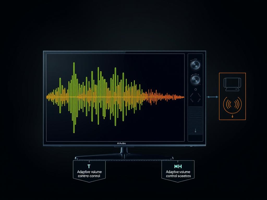 Reprezentare grafică procesare audio AI pe televizor Reprezentare grafică procesare audio AI pe televizor