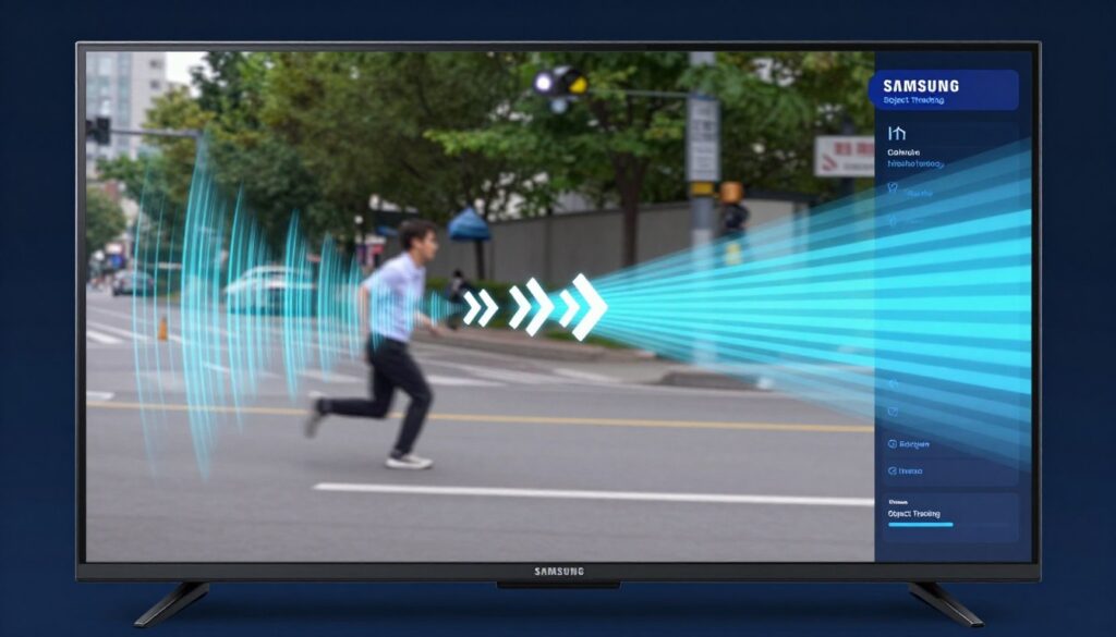Samsung Object Tracking Sound technology visualization showing directional audio