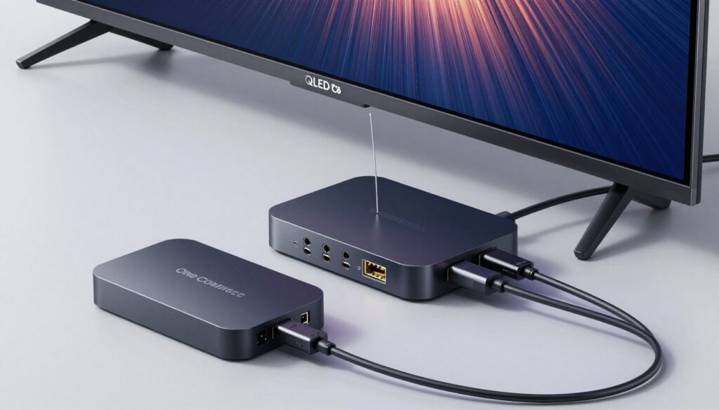 Samsung One Connect Box showing cable management solution