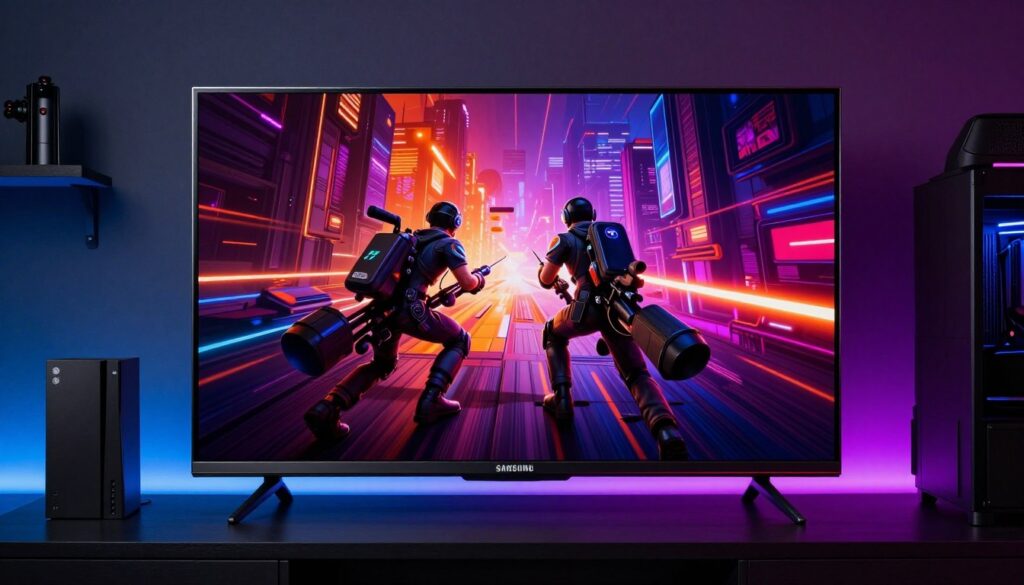 Samsung S90D QD-OLED TV displaying gaming content with perfect blacks