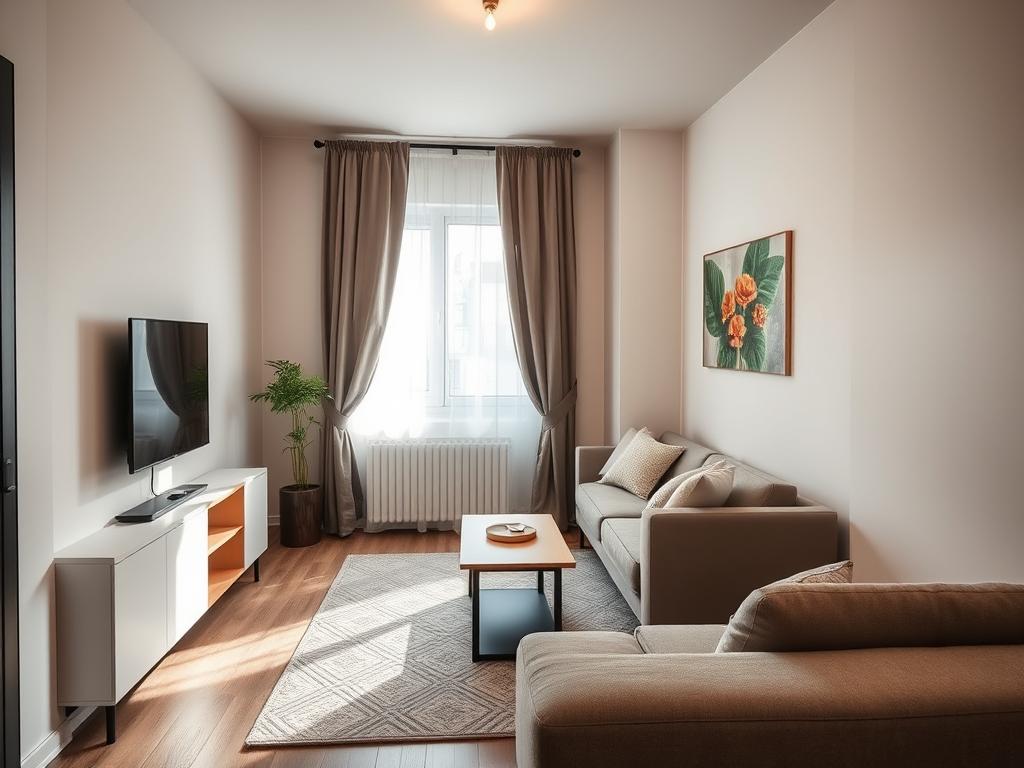 Sufragerie mică tipică cu mobilier și televizor Sufragerie mică tipică cu mobilier și televizor