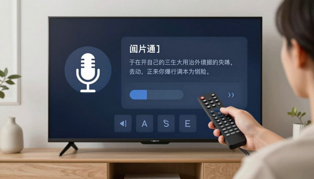 Voice assistant integration on smart TV showing voice command interface