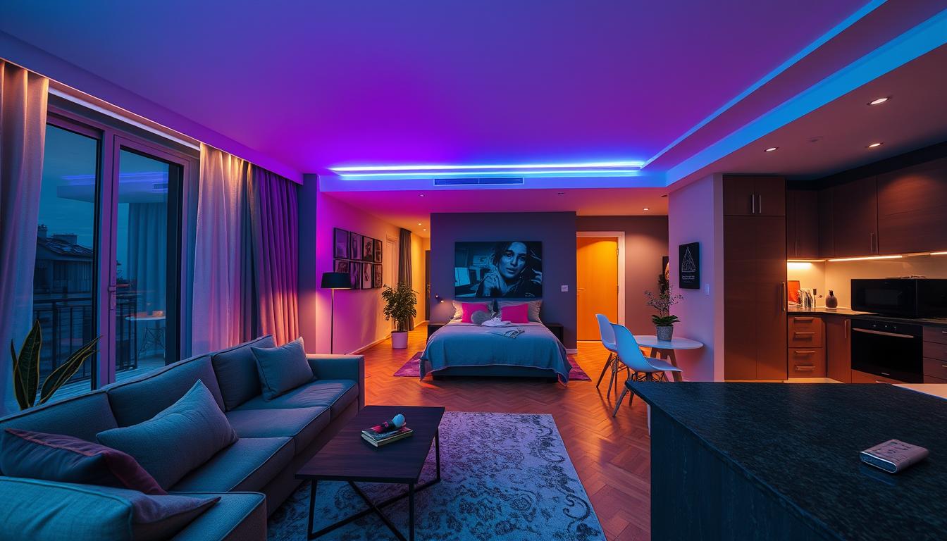 Apartament modern cu iluminare inteligentă în mai multe camere