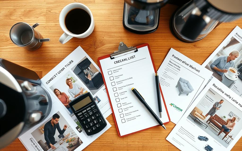 Checklist pe hârtie cu pix lângă aparate de cafea Checklist pe hârtie cu pix lângă aparate de cafea