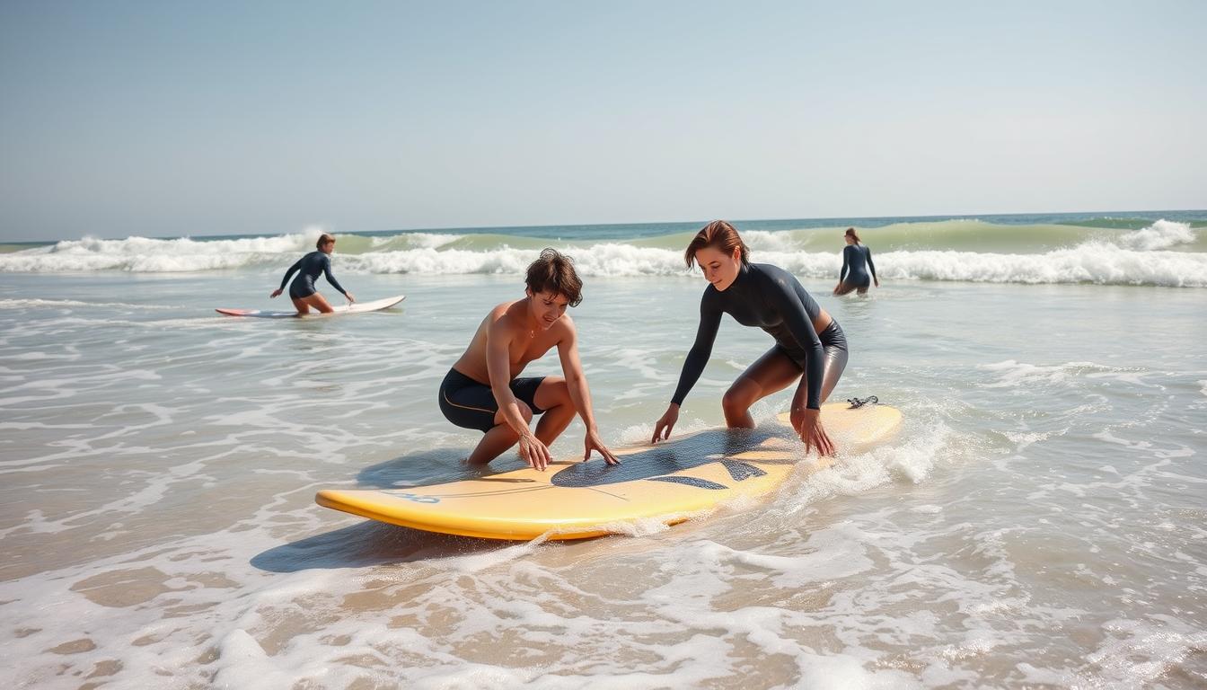 Începător la surf pe plaja Vama Veche România, lecție surf Marea Neagră