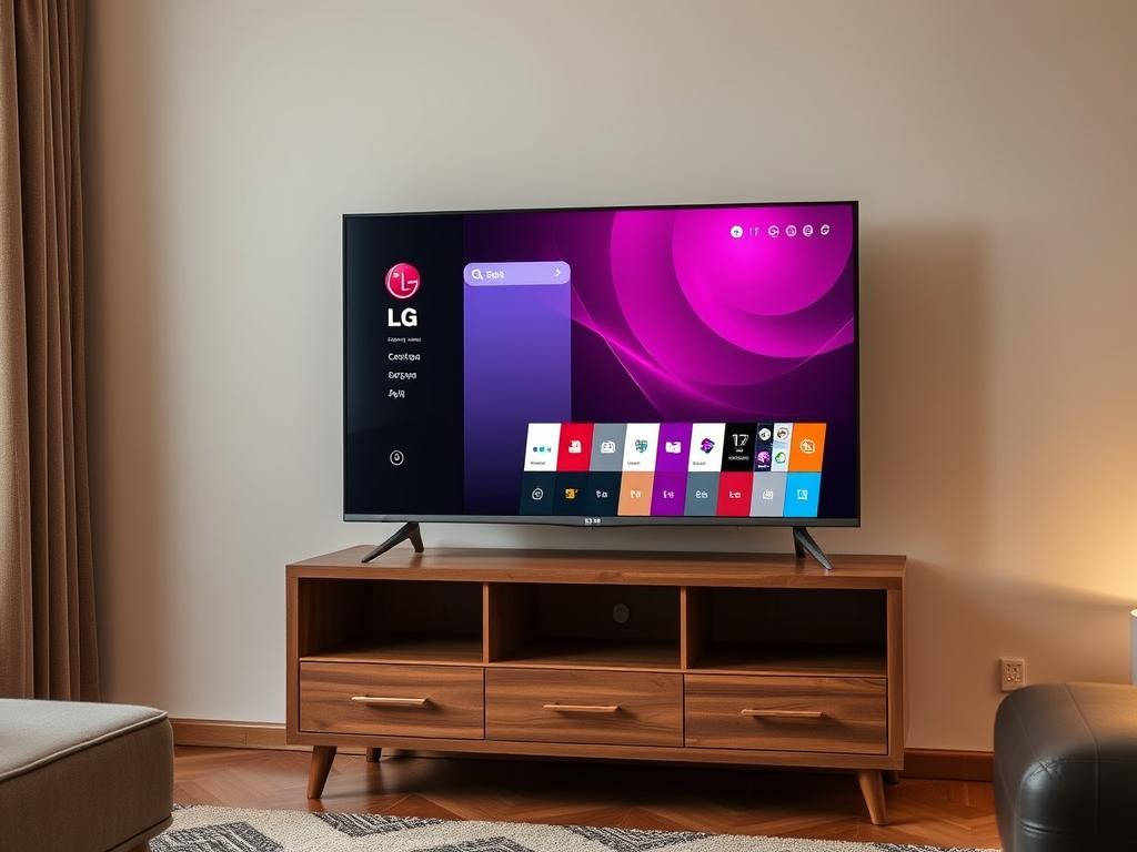 LG 43UR78003LK televizor 43 inch pe comoda TV LG 43UR78003LK televizor 43 inch pe comoda TV