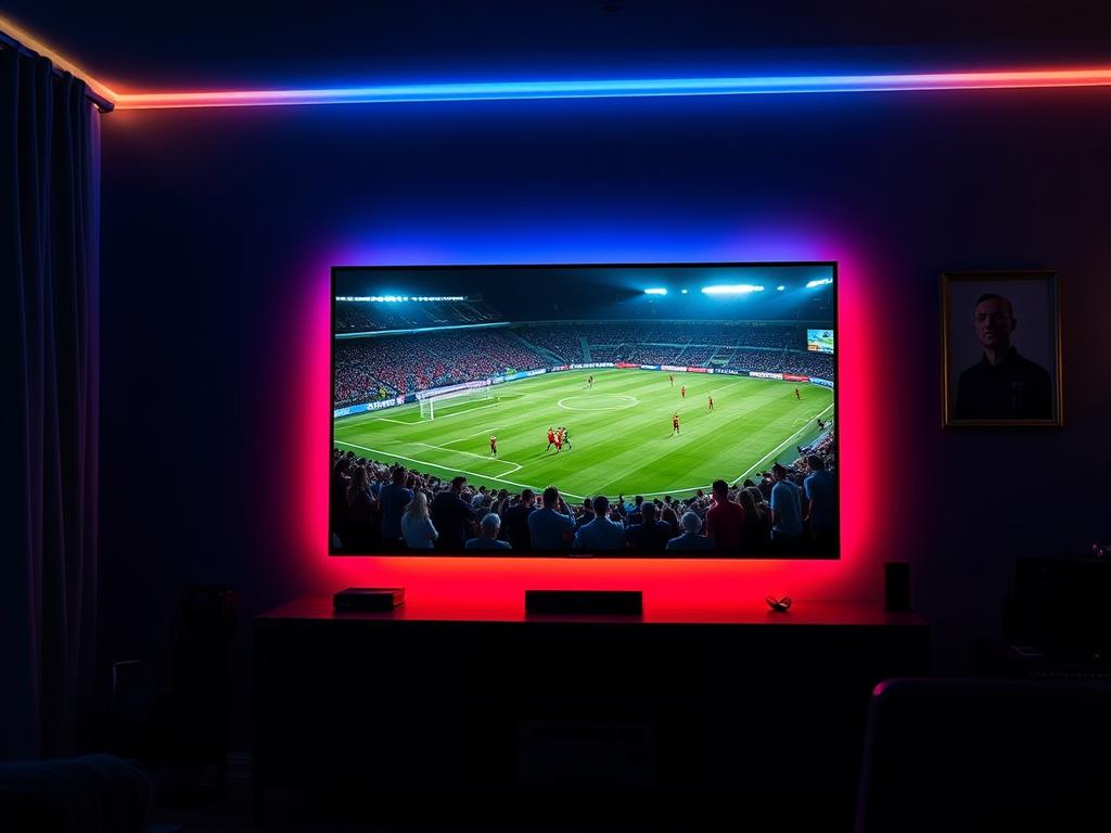 Philips 50PUS8118 televizor cu Ambilight in camera intunecata Philips 50PUS8118 televizor cu Ambilight in camera intunecata