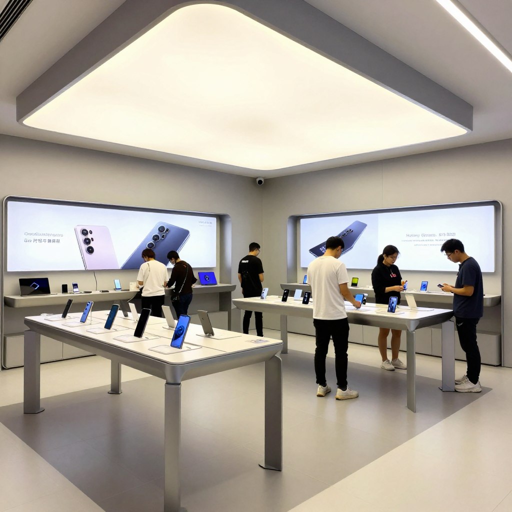 Samsung Store Romania official retail location showing Galaxy S26 display and experience zone Samsung Store Romania official retail location showing Galaxy S26 display and experience zone