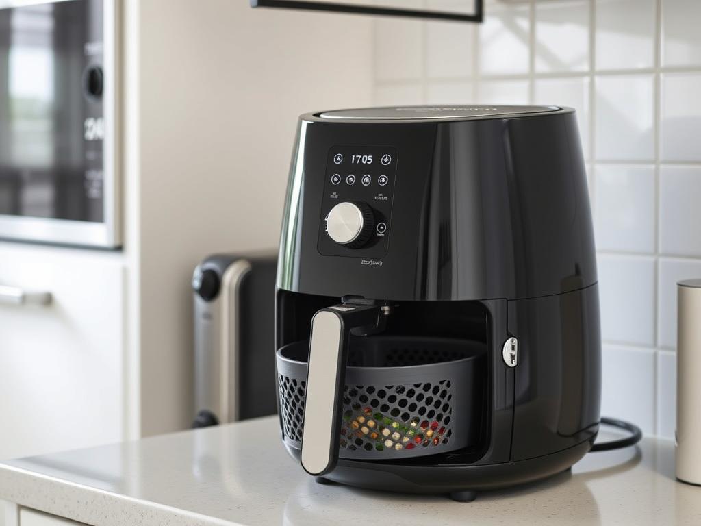 friteuză cu aer cald air fryer pe blat de bucătărie modernă