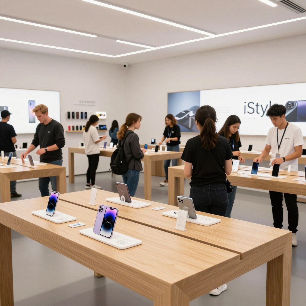 iStyle Apple Premium Reseller store in Romania showing iPhone 17 display iStyle Apple Premium Reseller store in Romania showing iPhone 17 display