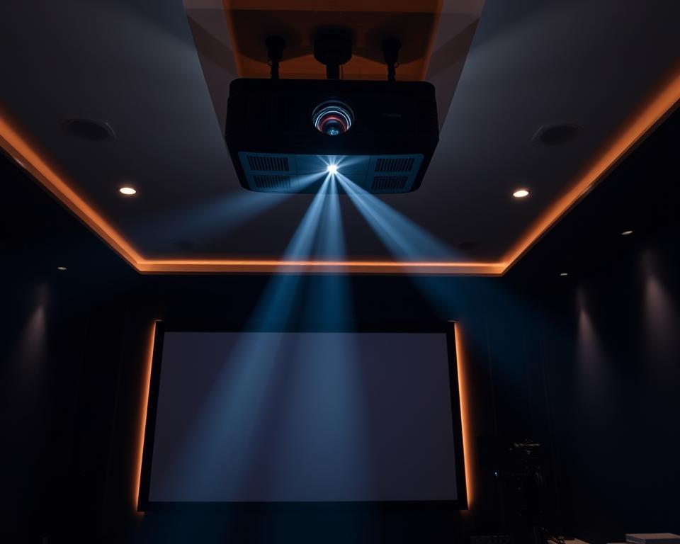 proiector laser 4K instalat pe tavan cameră home cinema proiector laser 4K instalat pe tavan cameră home cinema
