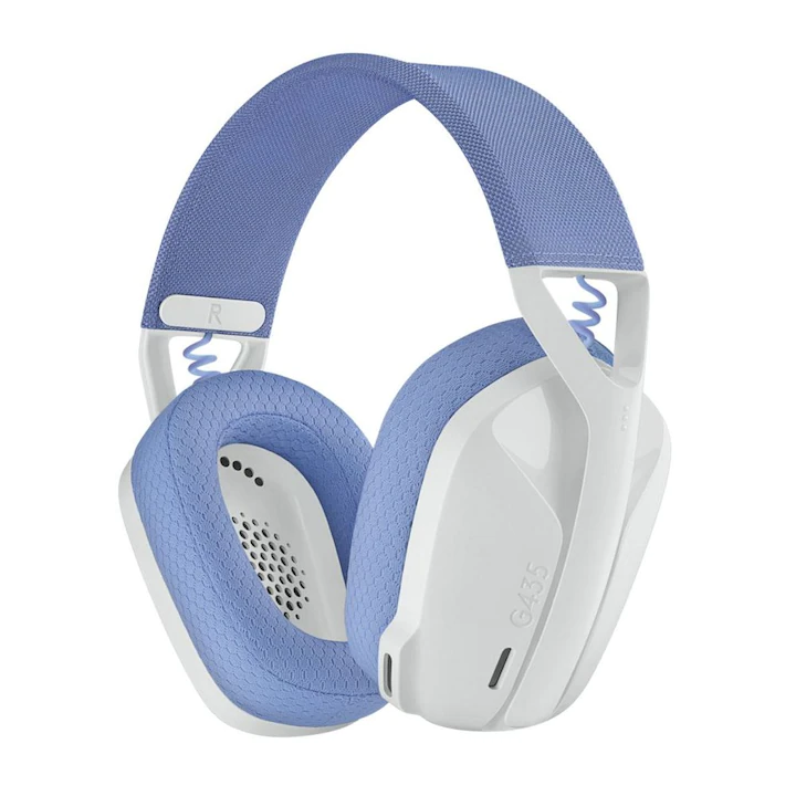 Căști gaming wireless Logitech G435 Lightspeed alb și mov Căști gaming wireless Logitech G435 Lightspeed alb și mov