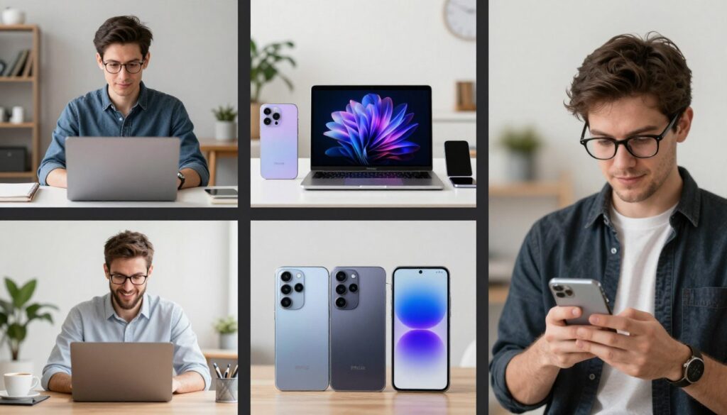 user profile illustrations showing ideal customers for iPhone 17 vs Samsung Galaxy S26 user profile illustrations showing ideal customers for iPhone 17 vs Samsung Galaxy S26