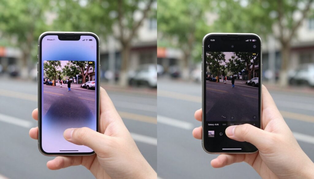 video recording comparison showing iPhone 17 and Samsung Galaxy S26 stabilization and video quality video recording comparison showing iPhone 17 and Samsung Galaxy S26 stabilization and video quality