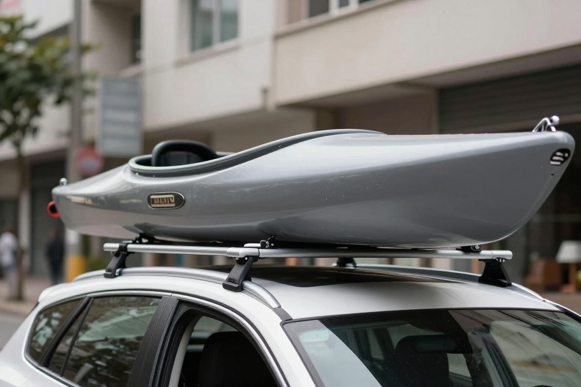 Kayak rigid pe bare acoperiș mașină Kayak rigid pe bare acoperiș mașină