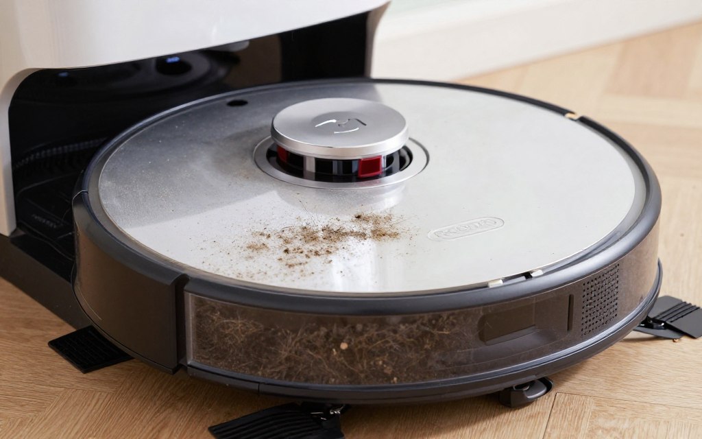 Roborock Q5 Pro recipient praf plin cu păr pisici România Roborock Q5 Pro recipient praf plin cu păr pisici România